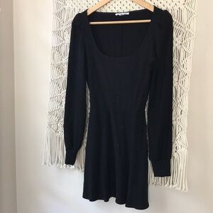 Reformation sz M black ribbed heavyweight jersey, long sleeved mini dress